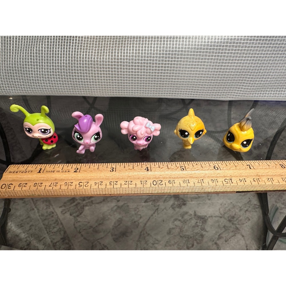 Littlest Pet Shops Lot of 5 Lady Bug, Bird, Gold Fish, Lamb, & Bunny